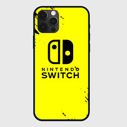 Чехол для iPhone 12 Pro Nintendo switch краски на жёлтом, цвет: 3D-черный