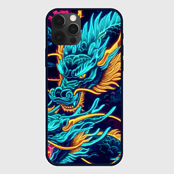 Чехол для iPhone 12 Pro Два неоновых дракона - ирезуми, цвет: 3D-черный
