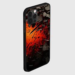 Чехол для iPhone 12 Pro Черные камни на красном взрыв, цвет: 3D-черный — фото 2