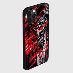 Чехол для iPhone 12 Pro Железный череп и красные линии, цвет: 3D-черный — фото 2
