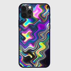 Чехол для iPhone 12 Pro Волнистые абстрактные волны, цвет: 3D-черный