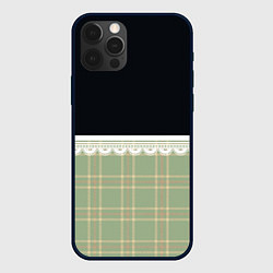 Чехол для iPhone 12 Pro Клетка и рюши в салатовом цвете, цвет: 3D-черный