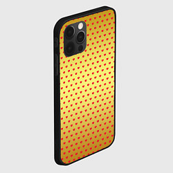 Чехол для iPhone 12 Pro Красные сердечки на золотом фоне, цвет: 3D-черный — фото 2