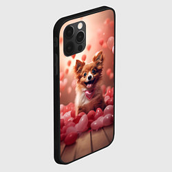 Чехол для iPhone 12 Pro Маленькая собачка в сердечках, цвет: 3D-черный — фото 2