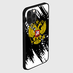 Чехол для iPhone 12 Pro Герб рф краски штрихи, цвет: 3D-черный — фото 2