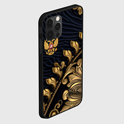 Чехол для iPhone 12 Pro Золотой герб России лепнина, цвет: 3D-черный — фото 2