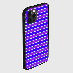 Чехол для iPhone 12 Pro Неоновые полосы фиолетовые и синие, цвет: 3D-черный — фото 2