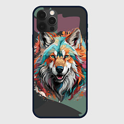 Чехол для iPhone 12 Pro Голова яркого волка, цвет: 3D-черный