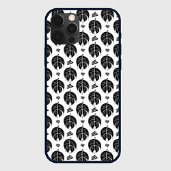 Чехол для iPhone 12 Pro Монстера и линии, цвет: 3D-черный