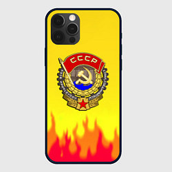 Чехол для iPhone 12 Pro СССР огонь герб, цвет: 3D-черный