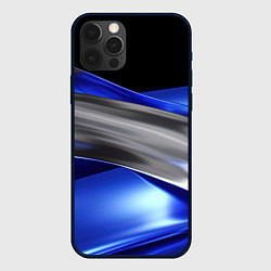 Чехол для iPhone 12 Pro Серебряная вставка на синей абстракции, цвет: 3D-черный