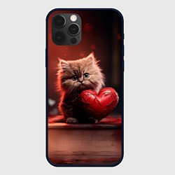 Чехол для iPhone 12 Pro Пушистая кошечка с сердечком 14 февраля, цвет: 3D-черный