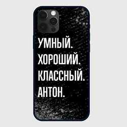 Чехол для iPhone 12 Pro Умный, хороший, классный: Антон, цвет: 3D-черный