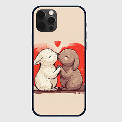 Чехол для iPhone 12 Pro Влюбленные кролики, цвет: 3D-черный