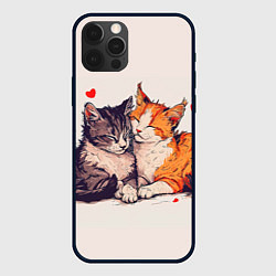 Чехол для iPhone 12 Pro Влюбленные коты 14 февраля, цвет: 3D-черный