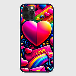 Чехол для iPhone 12 Pro Яркий день святого Валентина, цвет: 3D-черный