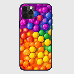 Чехол для iPhone 12 Pro Разноцветные шарики, цвет: 3D-черный