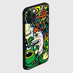 Чехол для iPhone 12 Pro Сумасшедшие монстры, цвет: 3D-черный — фото 2