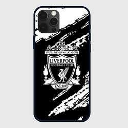 Чехол для iPhone 12 Pro Liverpool белые краски текстура, цвет: 3D-черный