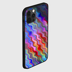 Чехол для iPhone 12 Pro Волнистые разноцветные линии, цвет: 3D-черный — фото 2