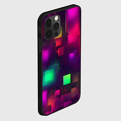 Чехол для iPhone 12 Pro Разноцветные квадраты и точки, цвет: 3D-черный — фото 2
