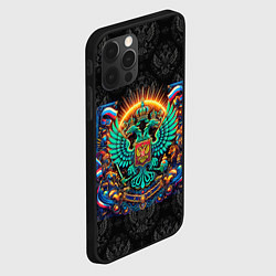Чехол для iPhone 12 Pro Абстрактные герб России, цвет: 3D-черный — фото 2