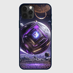 Чехол для iPhone 12 Pro Кибер сфера черно фиолетовая, цвет: 3D-черный