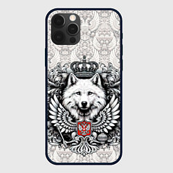 Чехол для iPhone 12 Pro Волк белый герб России, цвет: 3D-черный