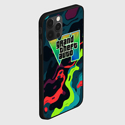Чехол для iPhone 12 Pro Gta лого кислотный камуфляж, цвет: 3D-черный — фото 2