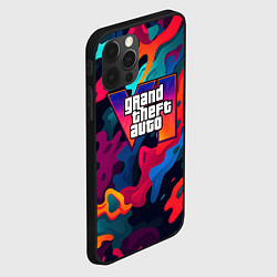 Чехол для iPhone 12 Pro Gta лого камуфляж кислотные кляксы, цвет: 3D-черный — фото 2
