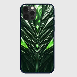 Чехол для iPhone 12 Pro Зелёные кристаллы и камень, цвет: 3D-черный