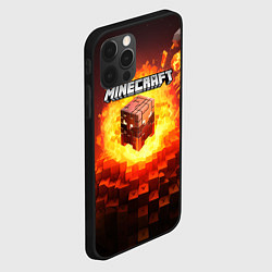 Чехол для iPhone 12 Pro Огненный minecraft лого, цвет: 3D-черный — фото 2