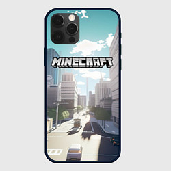 Чехол для iPhone 12 Pro Minecraft дневной город, цвет: 3D-черный