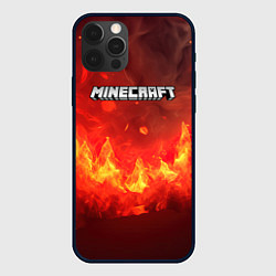 Чехол для iPhone 12 Pro Minecraft logo fire, цвет: 3D-черный