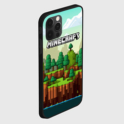 Чехол для iPhone 12 Pro Minecraft logo квадратный мир, цвет: 3D-черный — фото 2