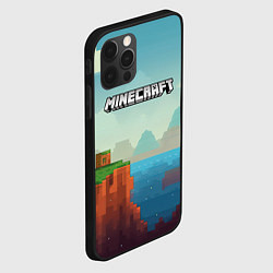 Чехол для iPhone 12 Pro Minecraft logo квадратный мир, цвет: 3D-черный — фото 2