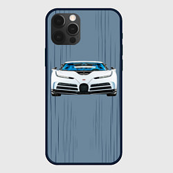 Чехол для iPhone 12 Pro Bugatti Centodieci - белая бугатти чентодиечи, цвет: 3D-черный