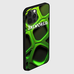 Чехол для iPhone 12 Pro Palworld логотип на зеленой объемной абстракции, цвет: 3D-черный — фото 2