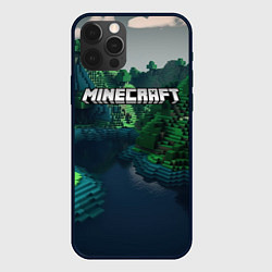 Чехол для iPhone 12 Pro Minecraft logo зеленые квадратные кубы, цвет: 3D-черный