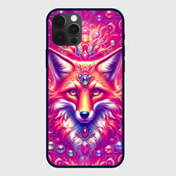 Чехол для iPhone 12 Pro Лиса с драгоценными камнями, цвет: 3D-черный