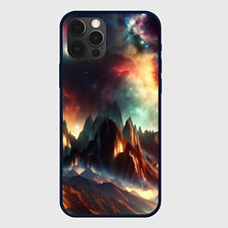 Чехол для iPhone 12 Pro Space landscape with mountains, цвет: 3D-черный