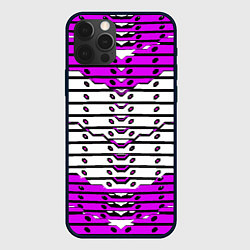 Чехол для iPhone 12 Pro Фиолетово-белая техно броня, цвет: 3D-черный
