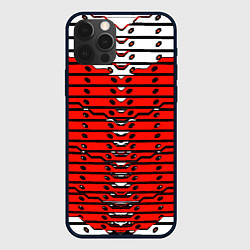Чехол для iPhone 12 Pro Красно-белая техно броня, цвет: 3D-черный