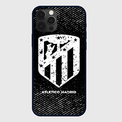 Чехол для iPhone 12 Pro Atletico Madrid с потертостями на темном фоне, цвет: 3D-черный