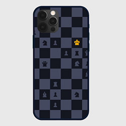 Чехол для iPhone 12 Pro Синяя шахматная доска, цвет: 3D-черный