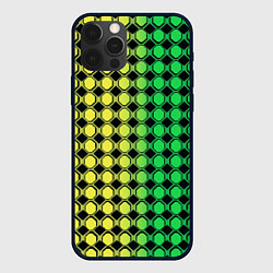 Чехол для iPhone 12 Pro Зелёные восьмиугольники и чёрные ромбы, цвет: 3D-черный