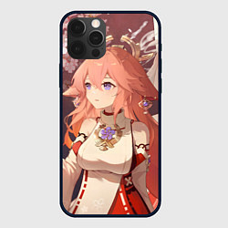 Чехол iPhone 12 Pro Genshin Impact Яэ Miko smile kitsune