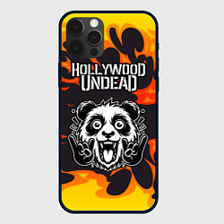 Чехол для iPhone 12 Pro Hollywood Undead рок панда и огонь, цвет: 3D-черный