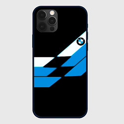 Чехол для iPhone 12 Pro BMW sport geometry blu, цвет: 3D-черный