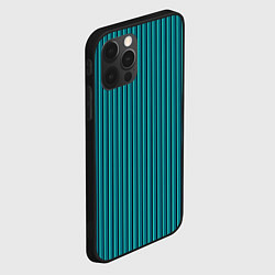 Чехол для iPhone 12 Pro Бирюзовый в полоску, цвет: 3D-черный — фото 2